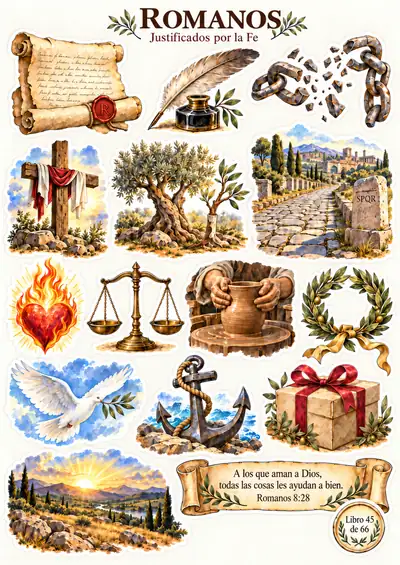 Hoja de stickers del libro de Romanos
